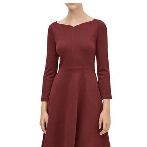 Kate Spade Mission Fig Red Sparkle 3/4 Sleeve Dress - 4
